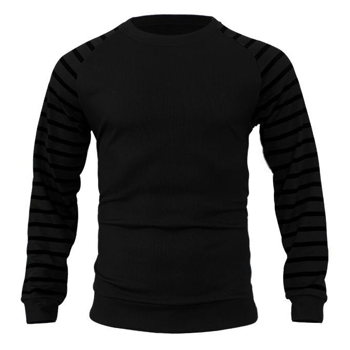 Sweatshirt homme en tricot gaufré patchwork à manches raglan