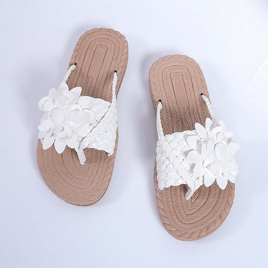 Tongs plates fleuries pour femmes