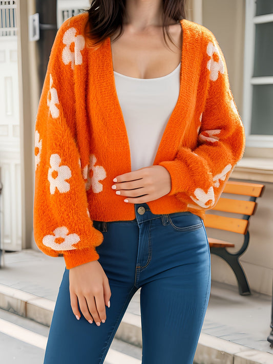 ✨Le Cardigan le plus vendu en 2025✨ | Cardigan Femme Léger en Maille Ouverte Florale Automne/Hiver