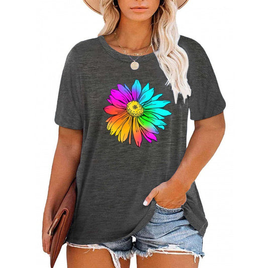 ✨T-shirts décontractés à imprimé marguerite et col en V pour femmes