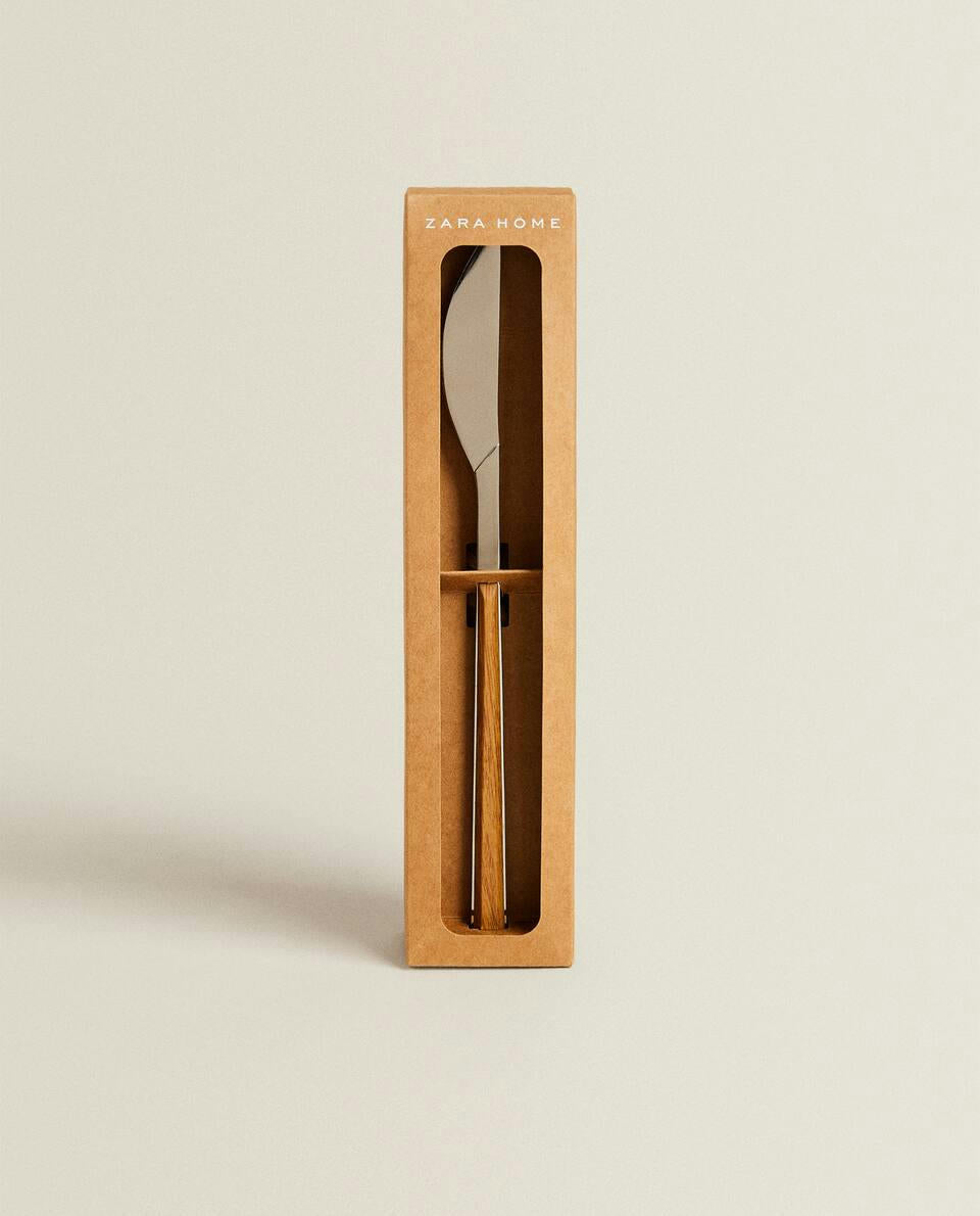 BOX 4 KNIVES WITH WOOD-EFFECT HANDLE