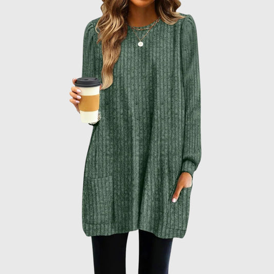 Tunique douillette pour femme, automne/hiver, avec poches