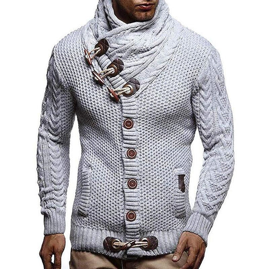 Cardigan boutonné à col châle vintage pour homme