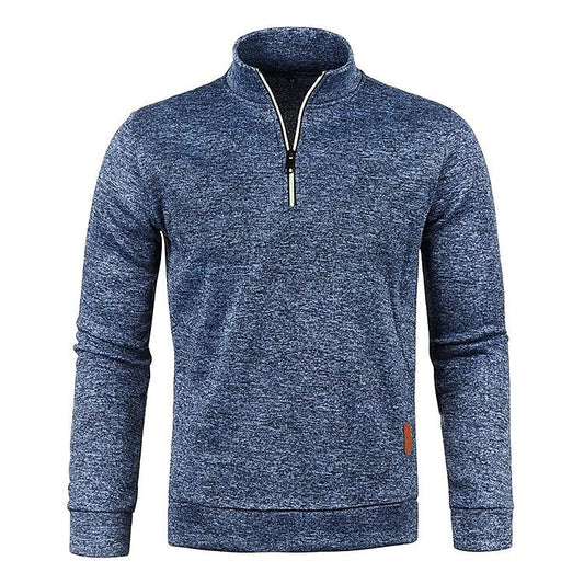 Pull polaire fin pour homme à col montant et demi-zip, manches longues